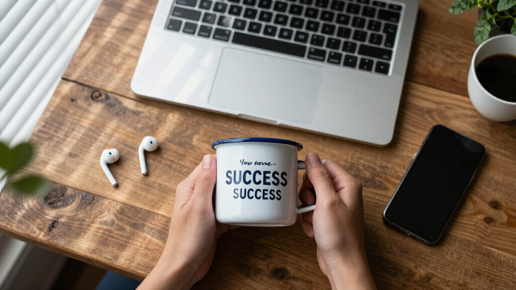 success quote enamel mugs