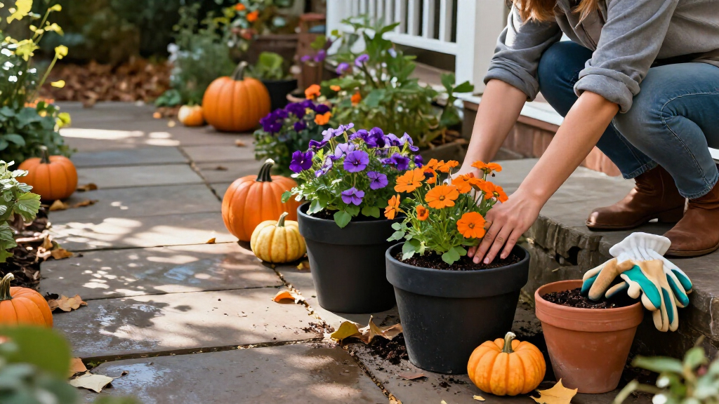halloween outdoor garden planters