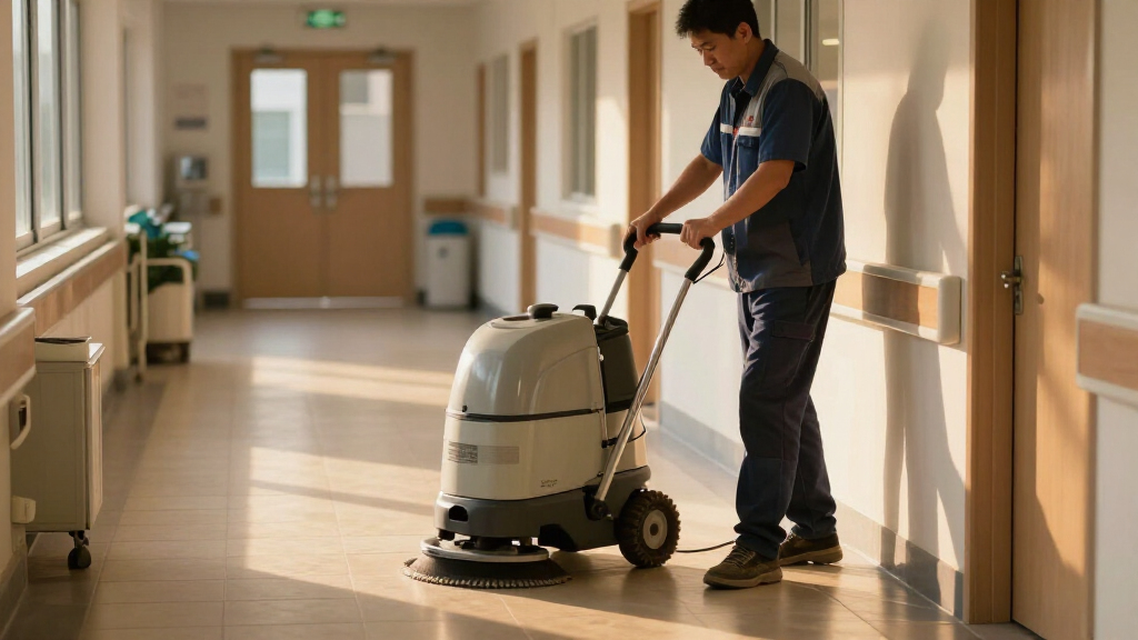 hospital floor scrubber