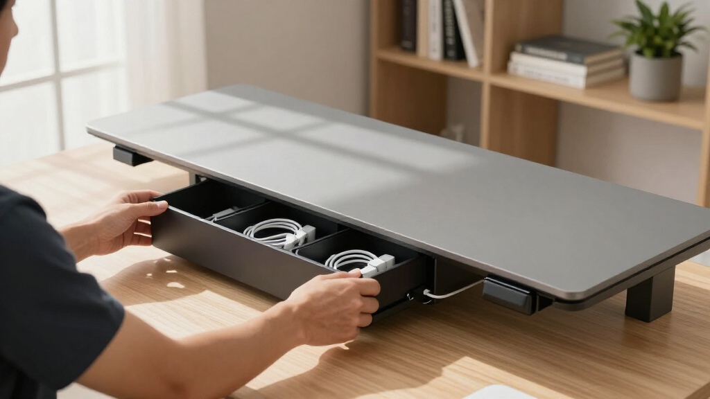 sit stand desks with cable management drawers