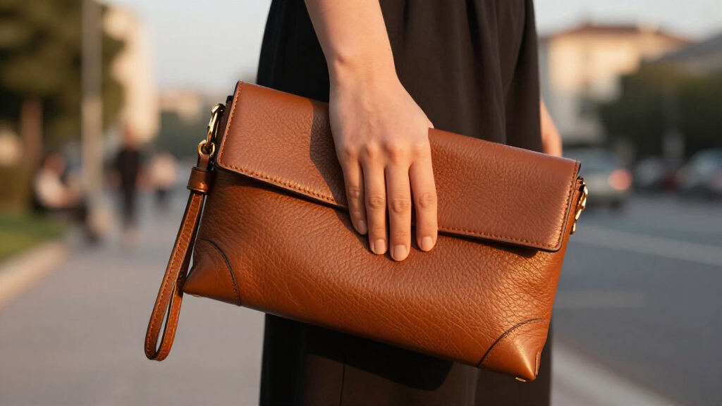 italian leather clutch bags with wrist strap