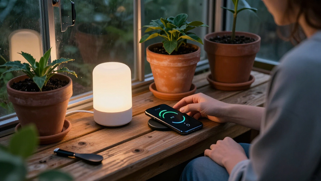 smart lamp with wireless charger