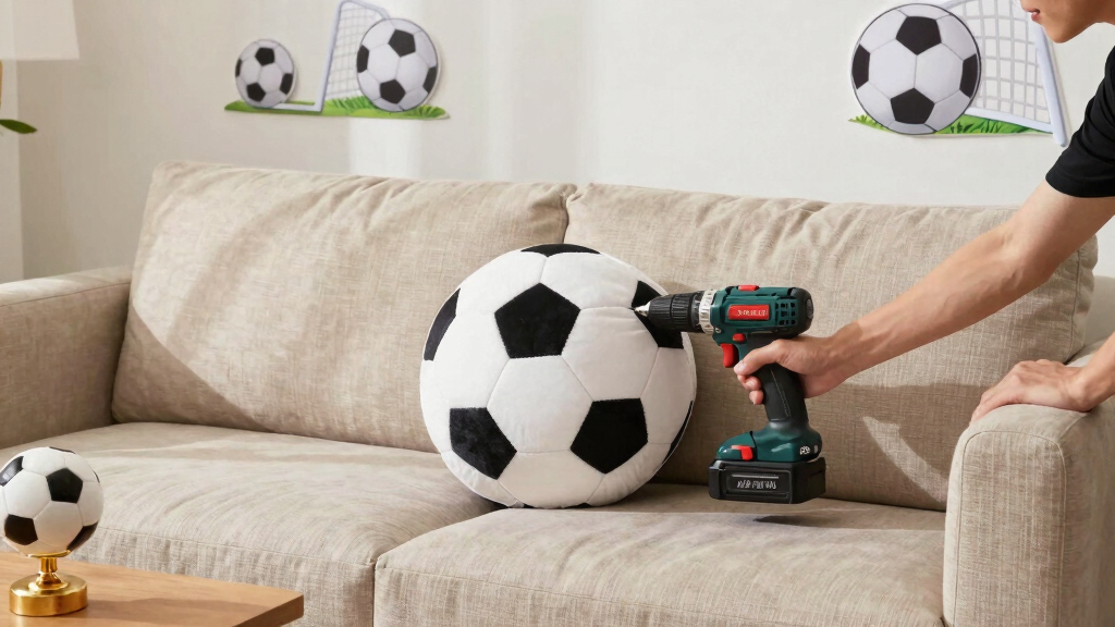 soccer-themed living room decor