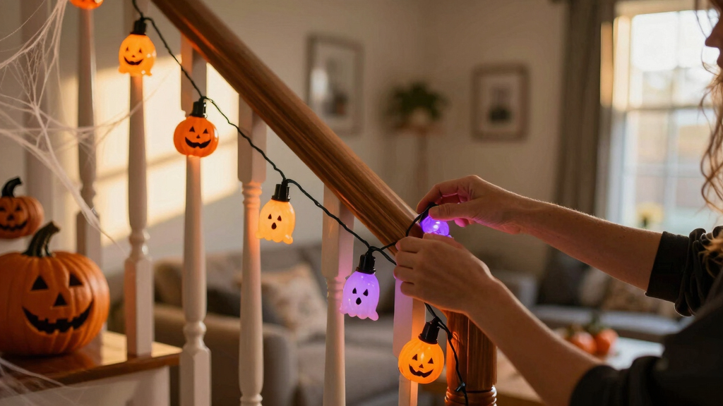 Halloween-themed string lights
