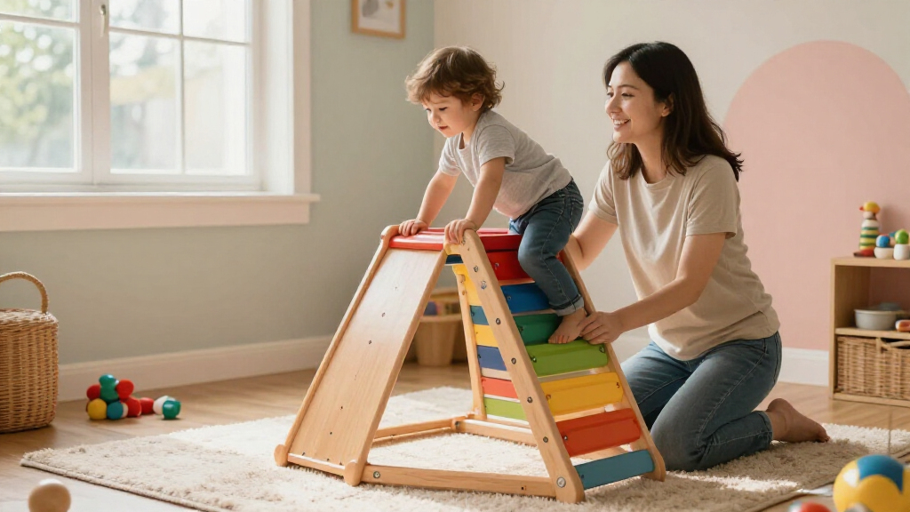 pikler triangle set with slide ramp