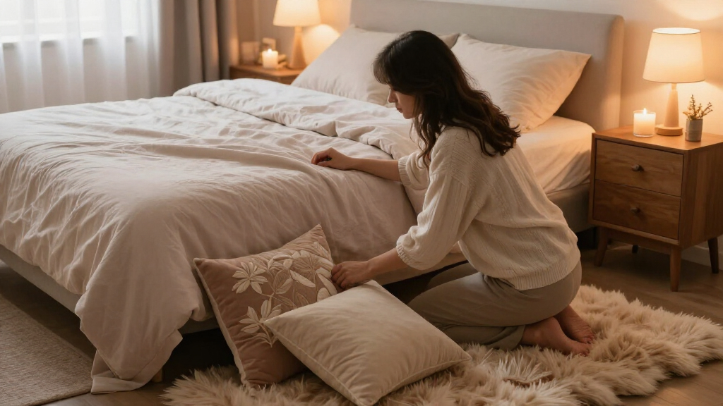 faux fur rug for romantic bedroom