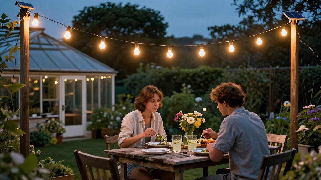 solar-powered outdoor string lights