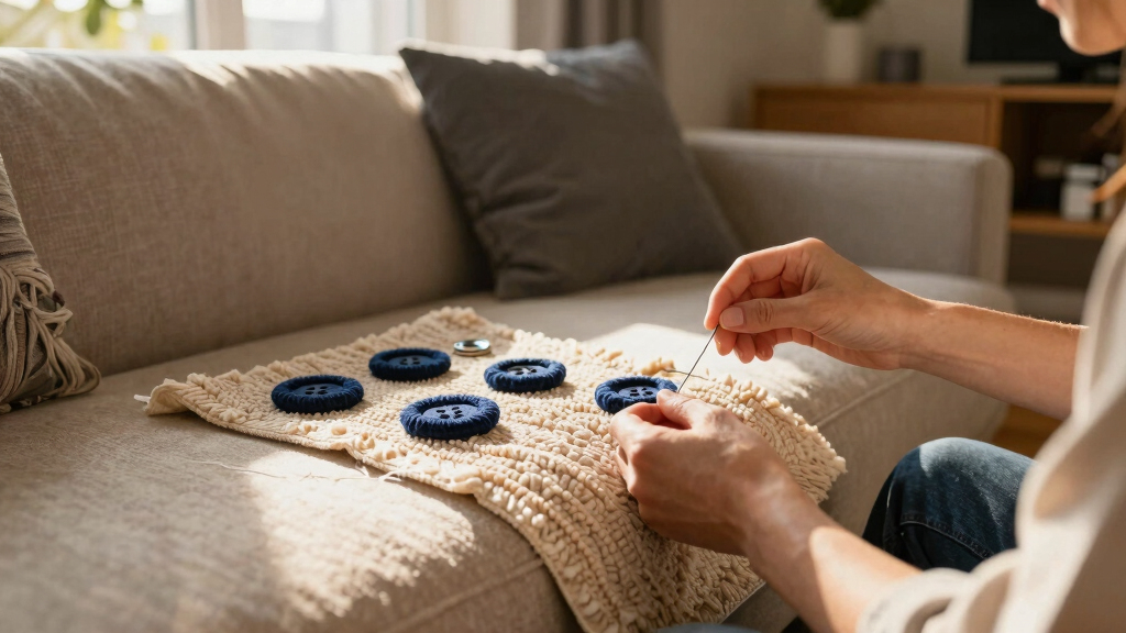 techniques for attaching upholstery buttons and tufting