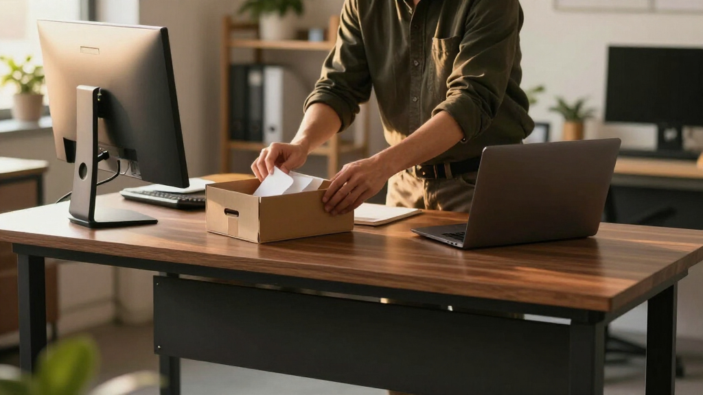 L shaped standing desk for small business office