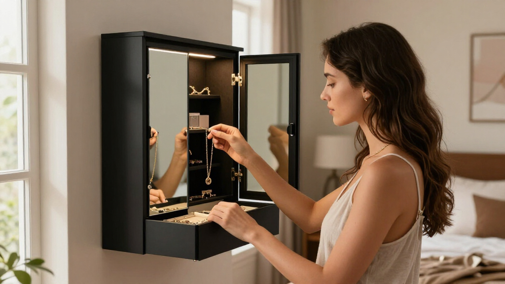 premium mirror jewelry cabinet