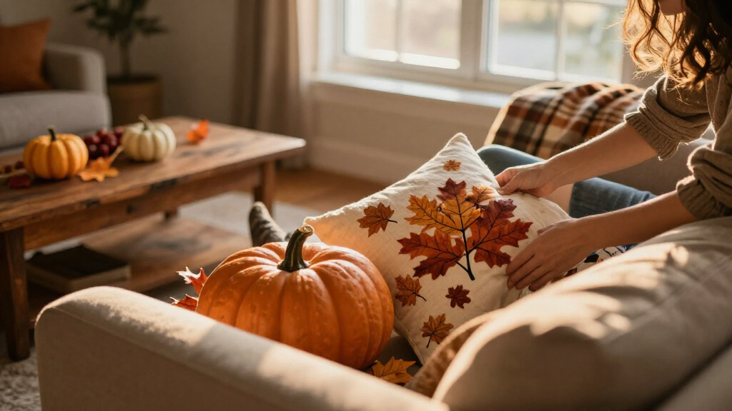 fall-themed decorative throw pillows