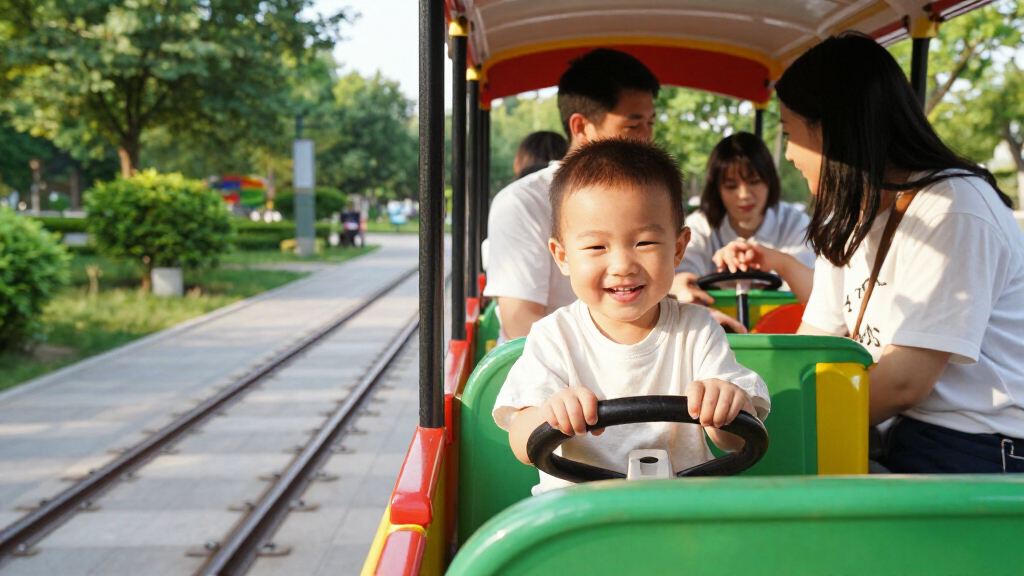 ride on trolley car with track for kids
