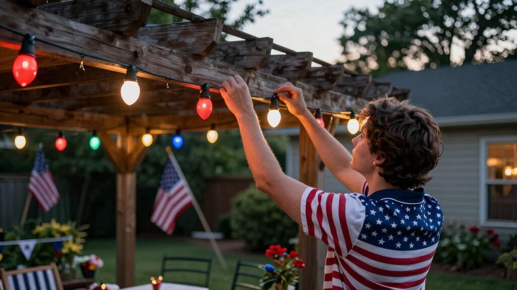 patriotic outdoor string lights