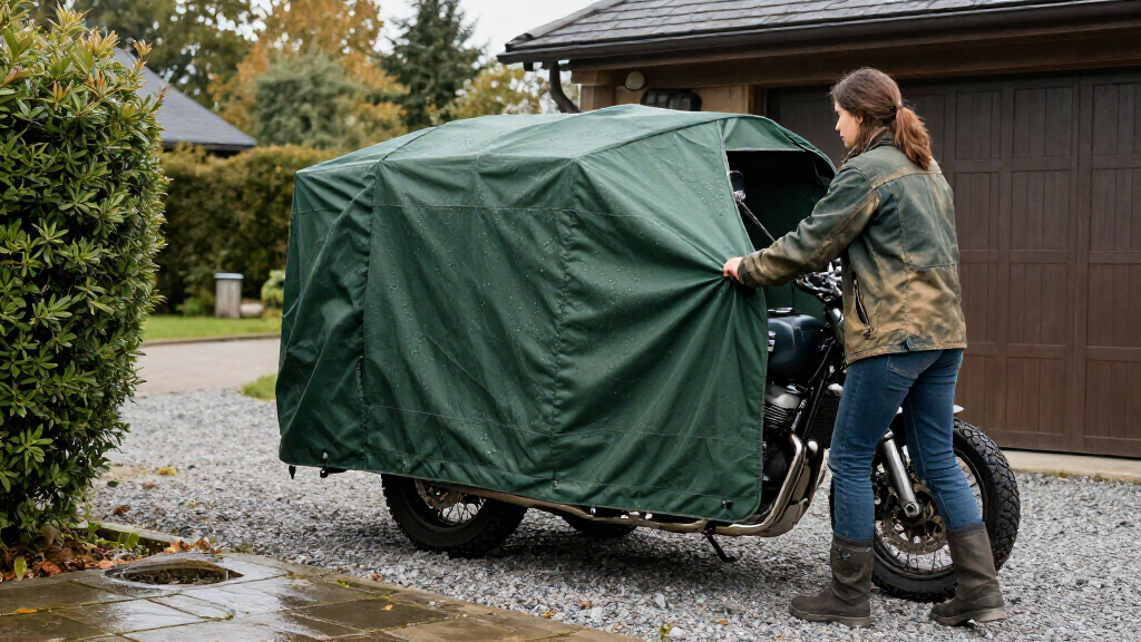 motorcycle cover storage shelters