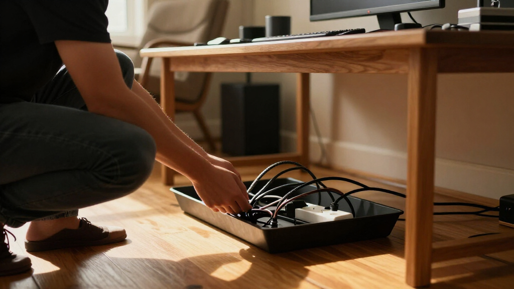 under desk cable management trays