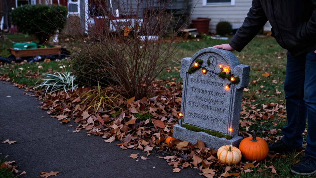 outdoor Halloween tombstone decorations