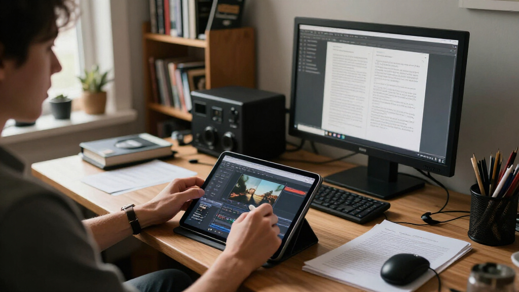 tablets for video editing and script notes