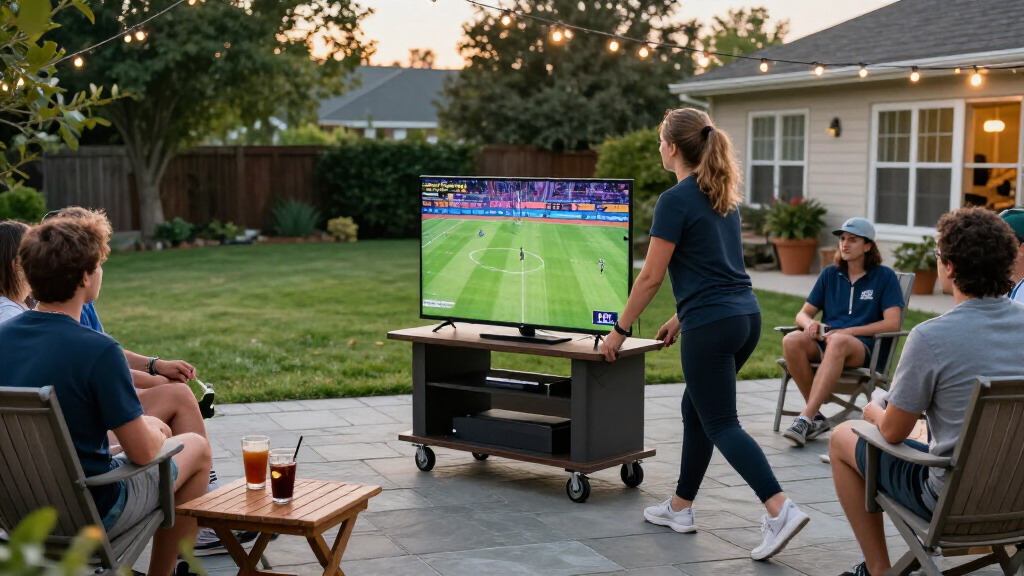 best outdoor tv cart with wheels for sports parties