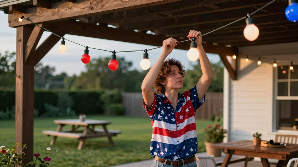 patriotic outdoor string lights