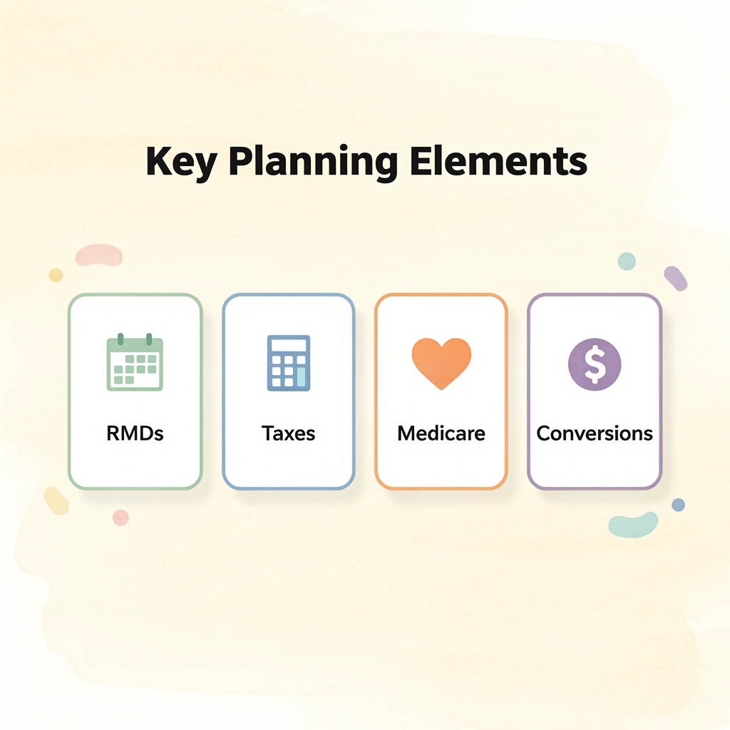 Infographic showing key retirement planning elements