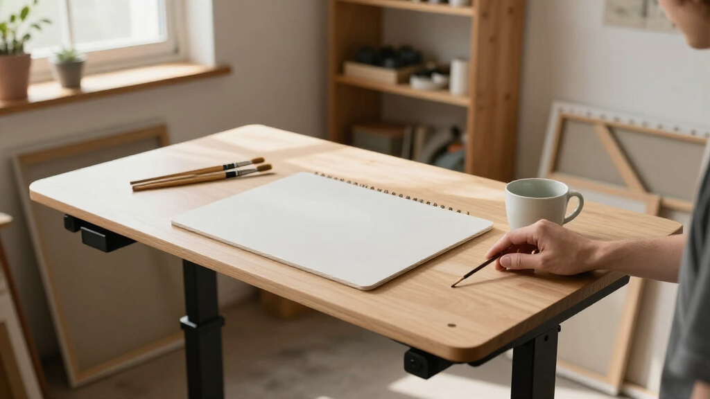 adjustable standing desk for art studio