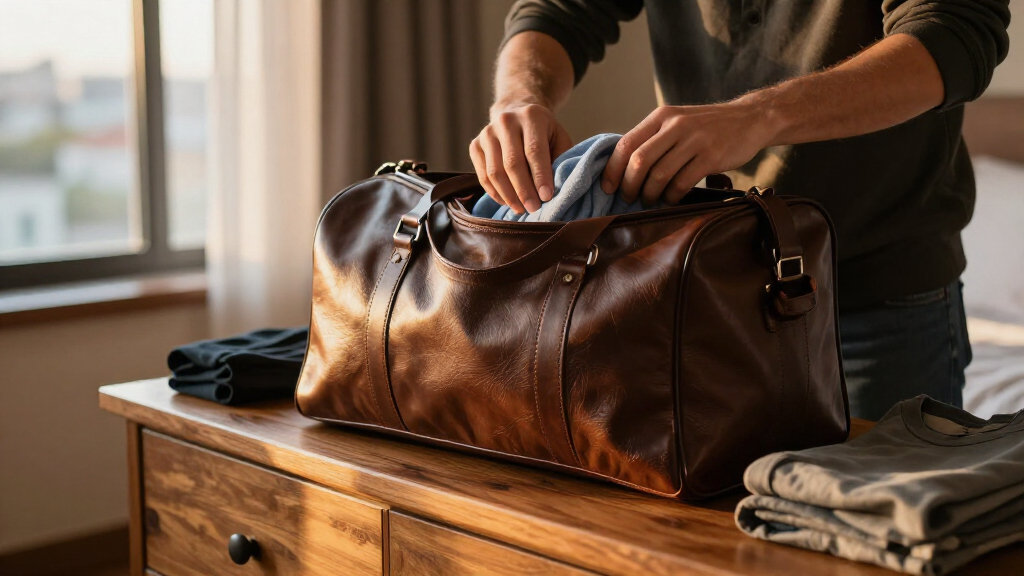 premium leather duffle bags for weekend trips