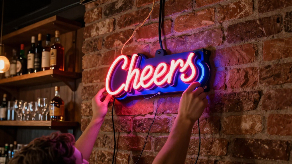 neon sign for home bar decor