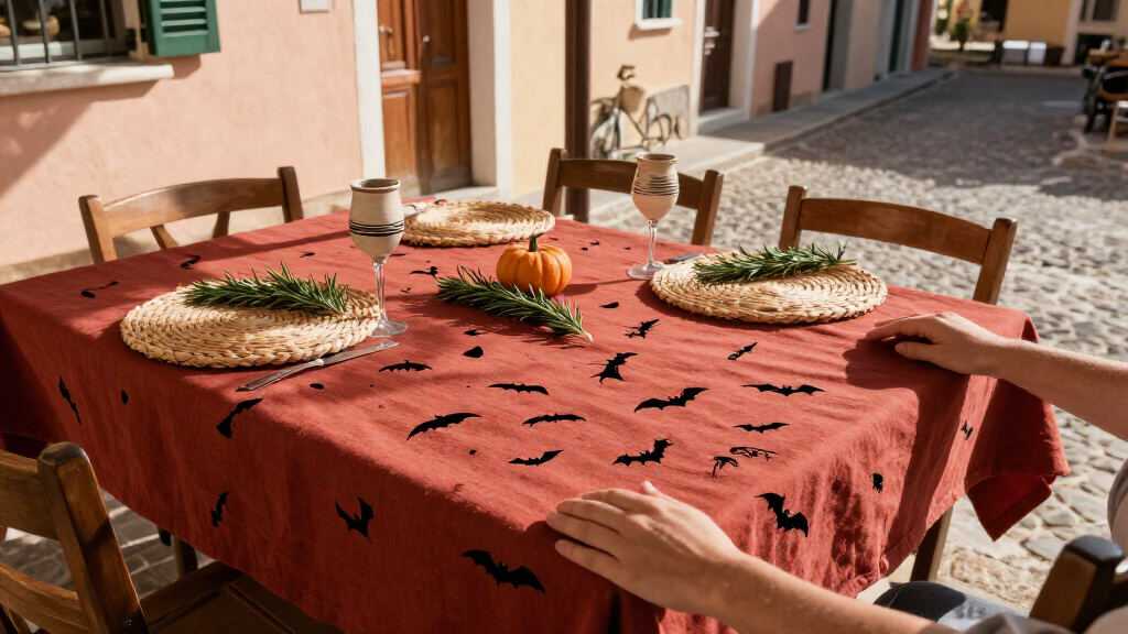 Italian Halloween table linens