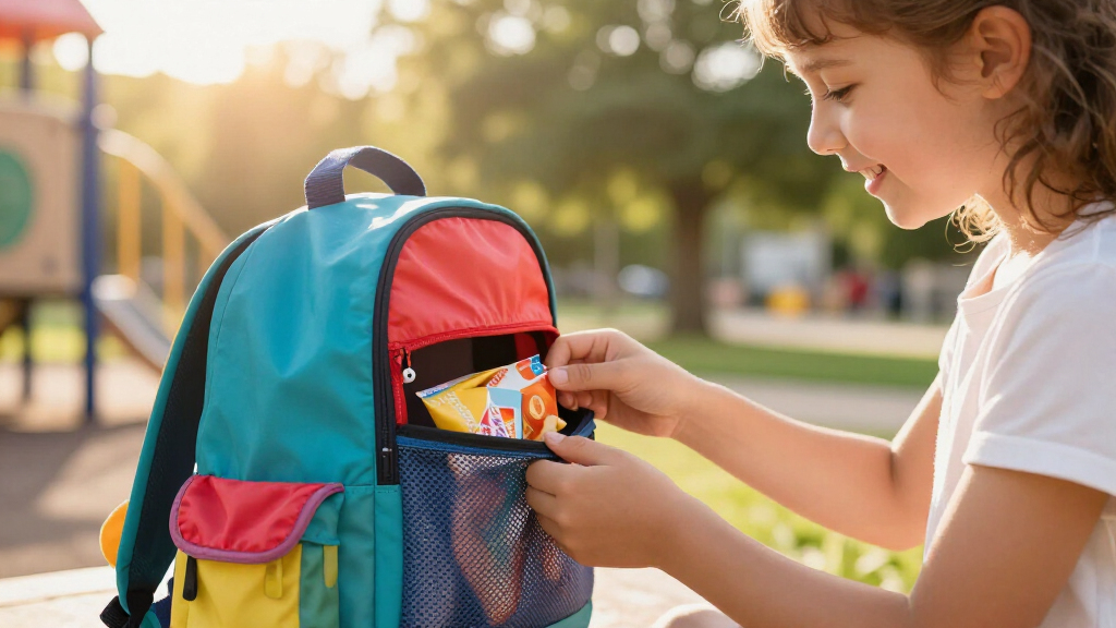 children's backpack with snack pocket