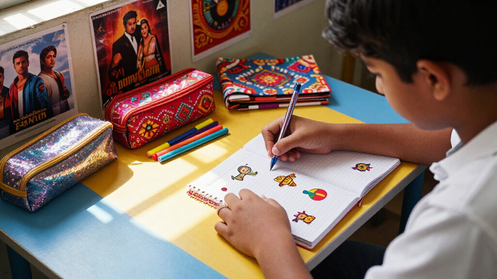 Bollywood-themed school supplies
