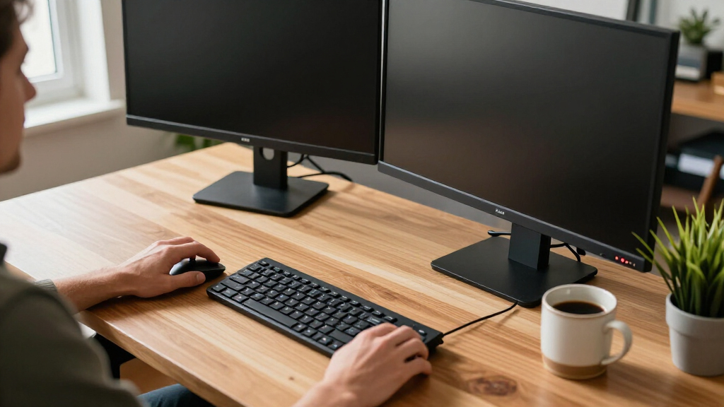 home office desk for multiple monitors