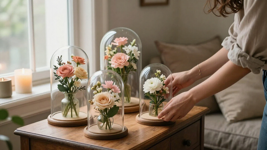 preserved flower display ideas for romantic home decor