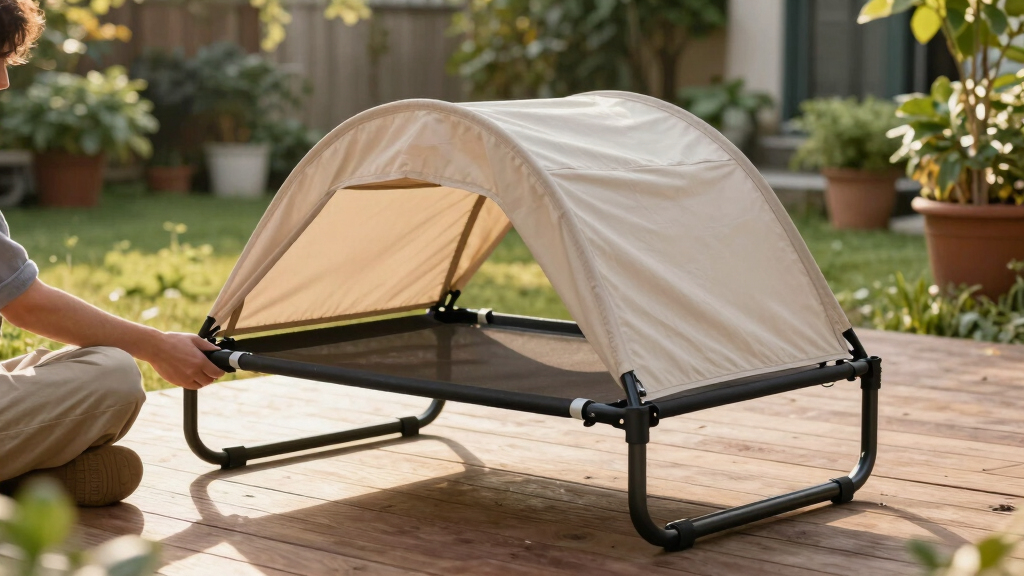 best raised outdoor dog cot with canopy