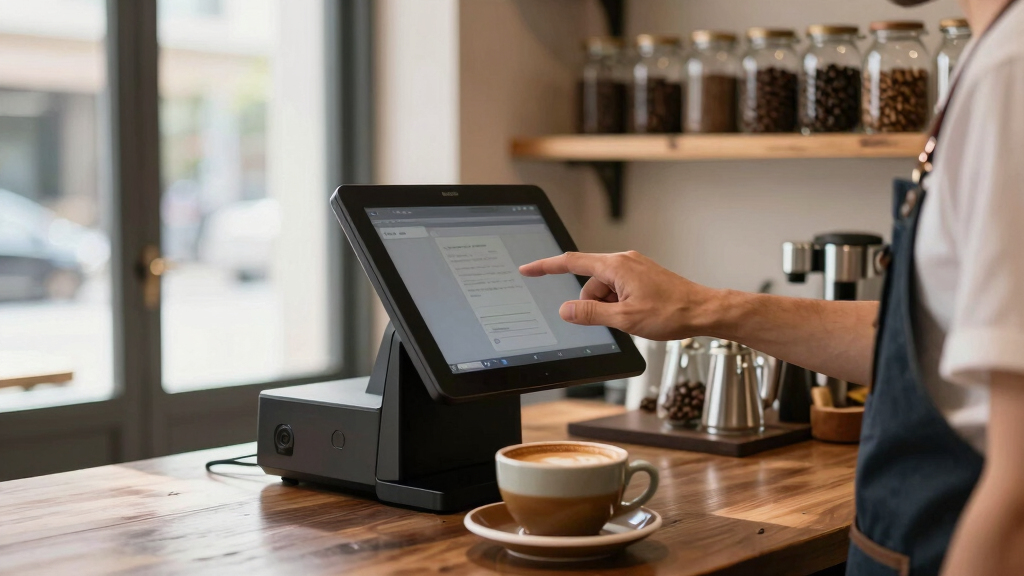 Touchscreen POS terminal for coffee shop