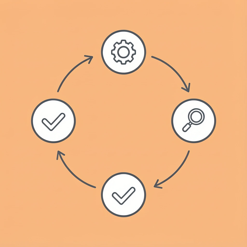 Circular workflow showing describe idea, generate version, test with users, learn, and iterate