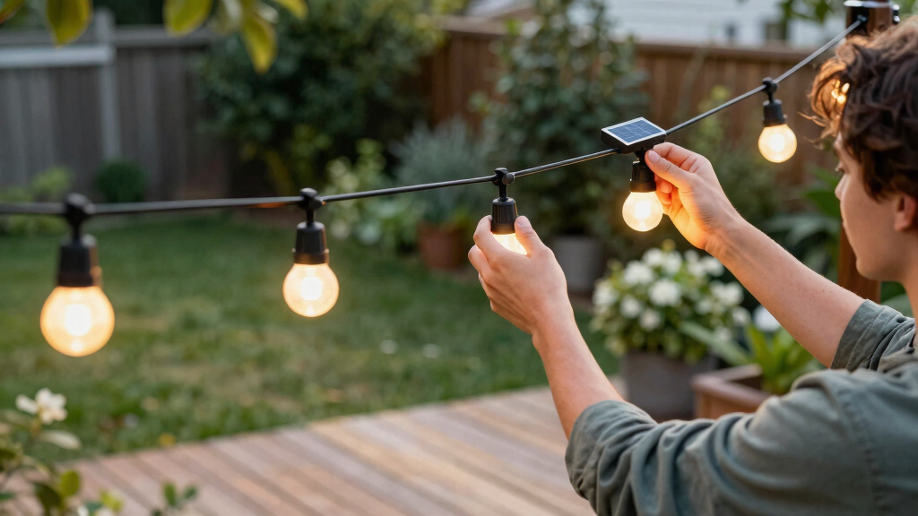 solar-powered outdoor string lights