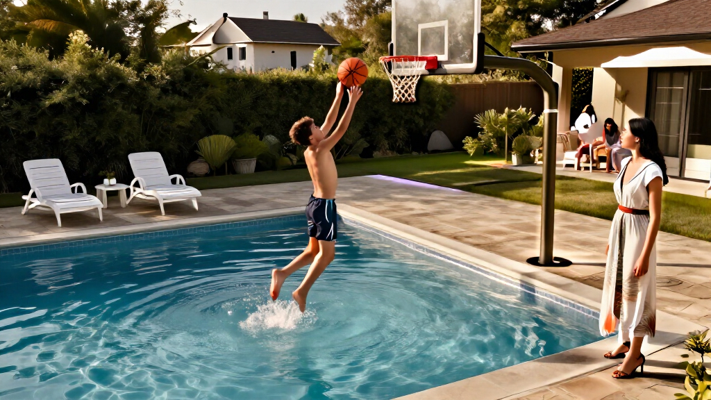 pool basketball hoops