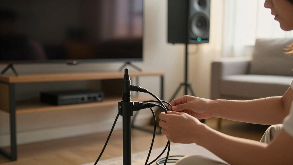 speaker stands with cable management