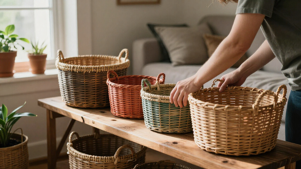 wicker storage baskets