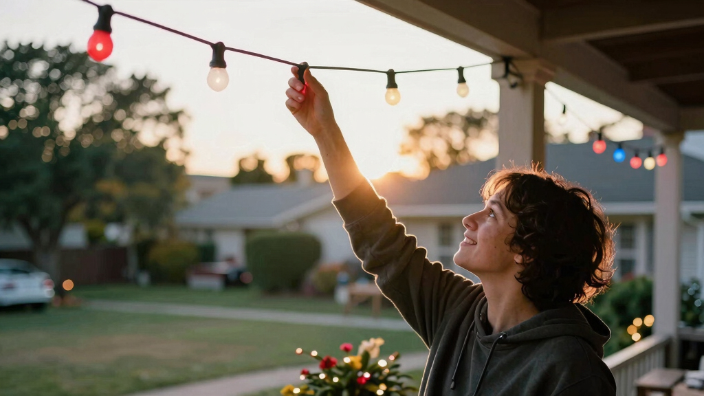 patriotic 4th of July outdoor string lights