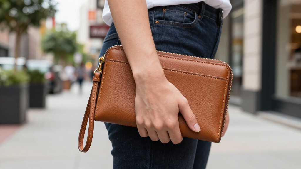 womens leather wristlet wallets