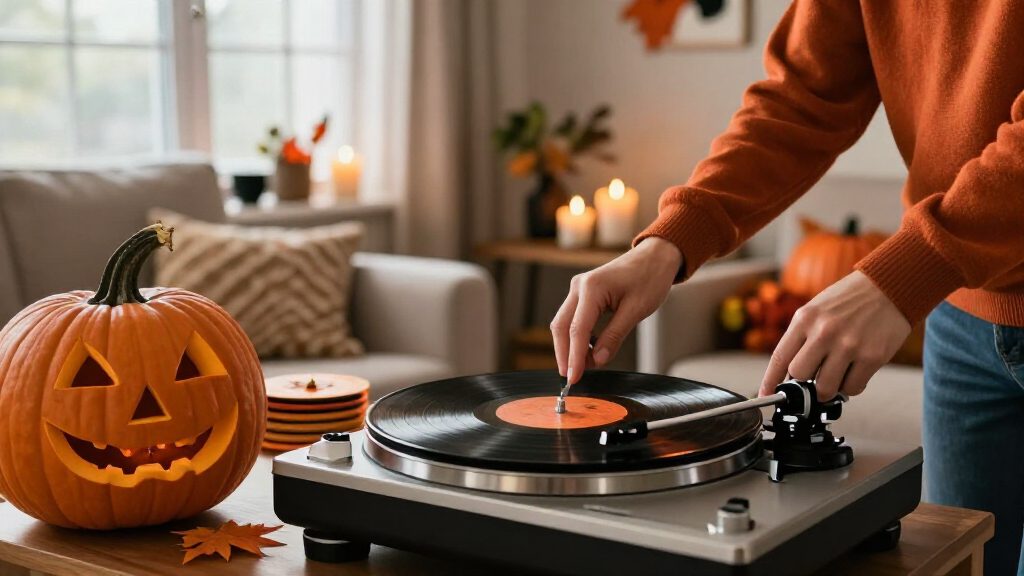 spooky Halloween vinyl records