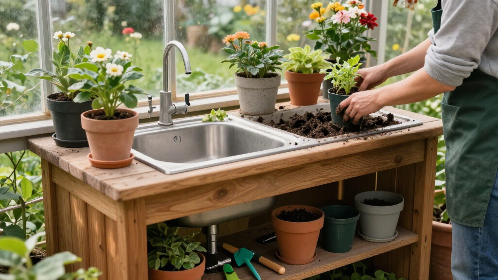 best potting bench with sink and storage