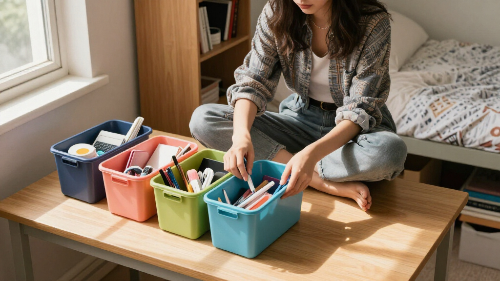student dorm organization bins