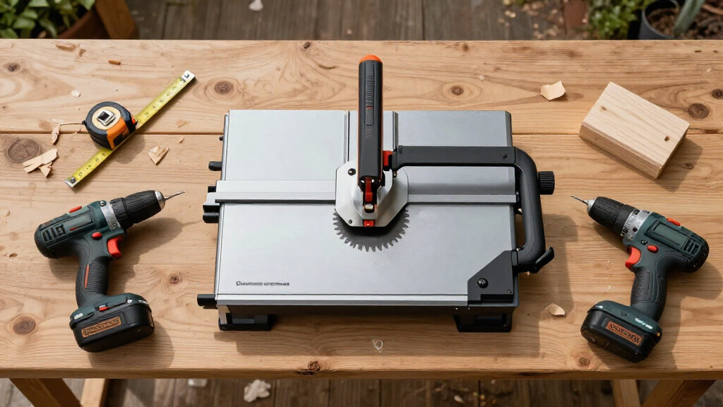 table saw with precision miter gauge