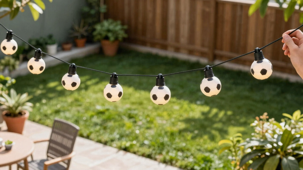 soccer-themed outdoor string lights