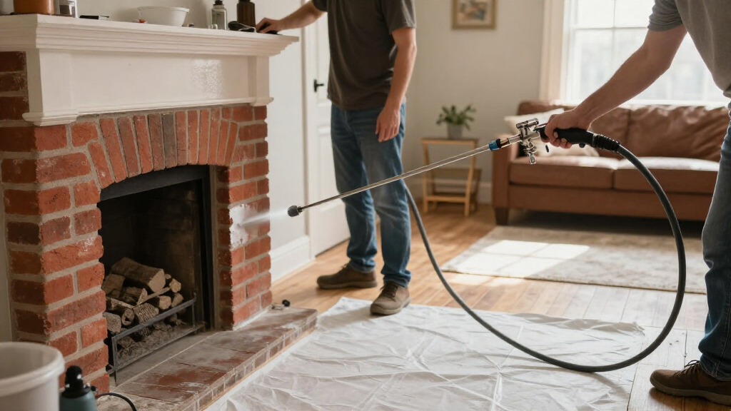 theairless paint sprayers for painting brick fireplaces
