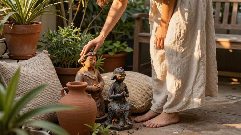 boho inspired garden statues