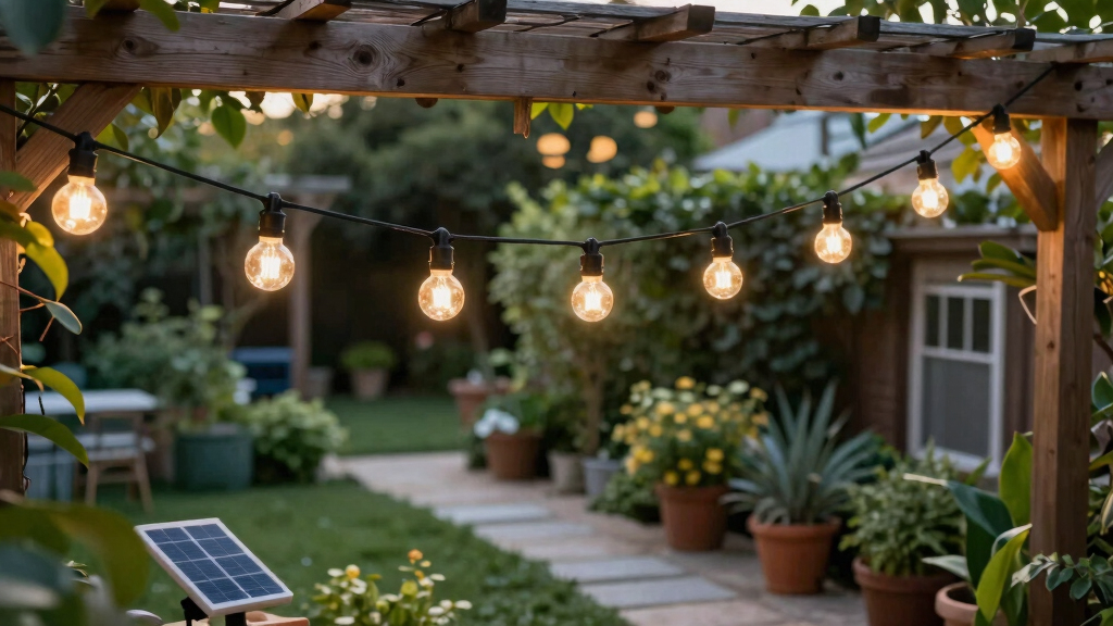 solar-powered outdoor string lights