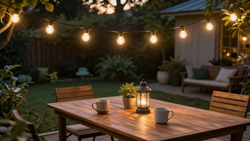 solar-powered outdoor string lights